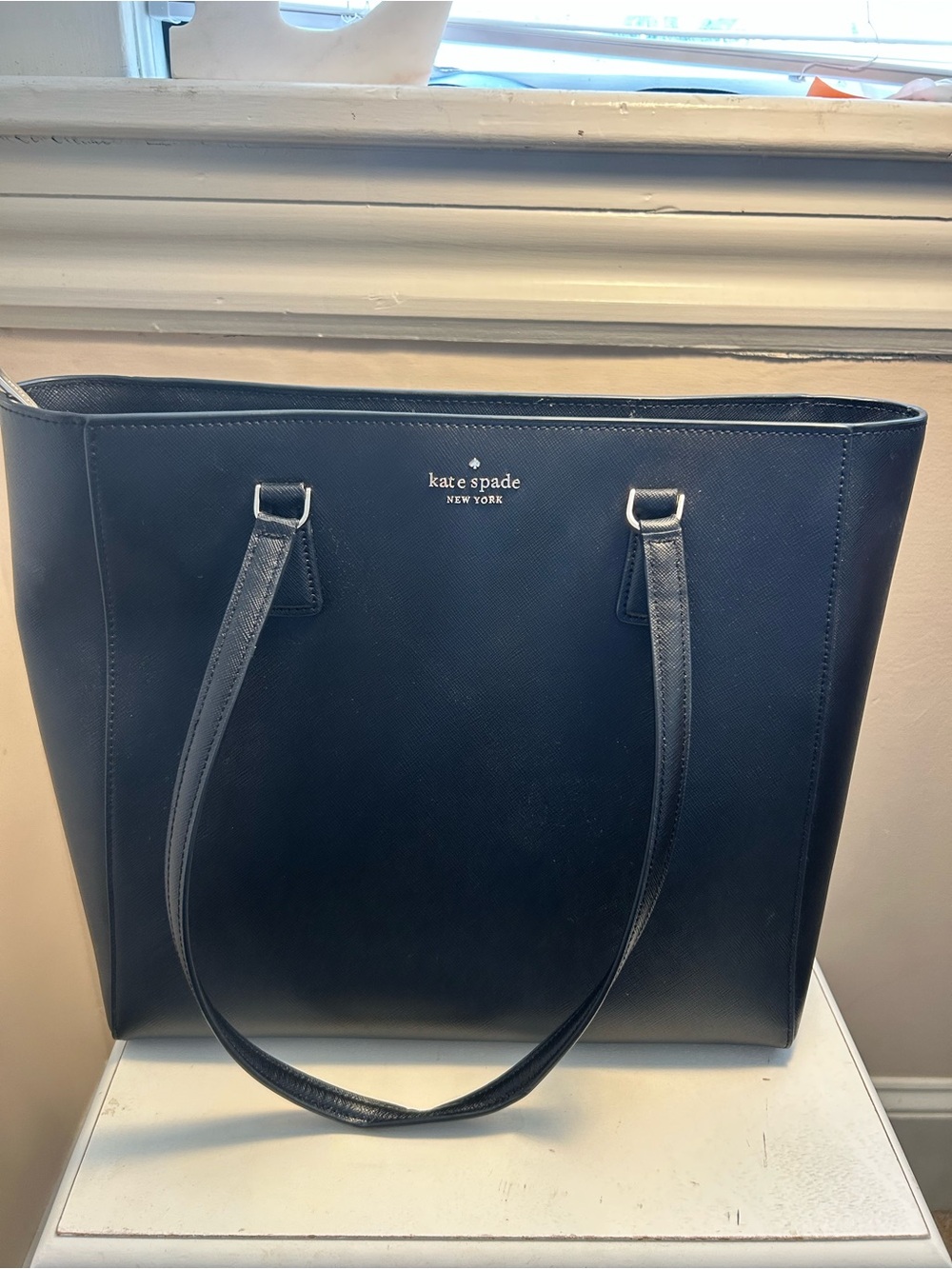 kate spade Black Leather Structured Tote